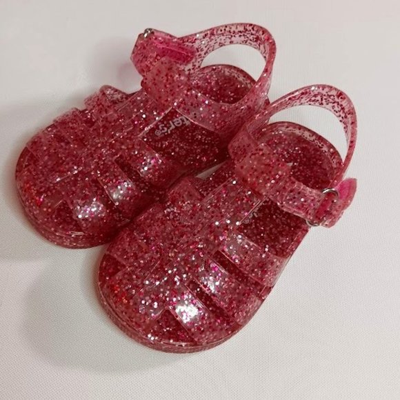 Carter's Pink Glitter Jelly Shoes, Size 4 - Picture 1 of 2